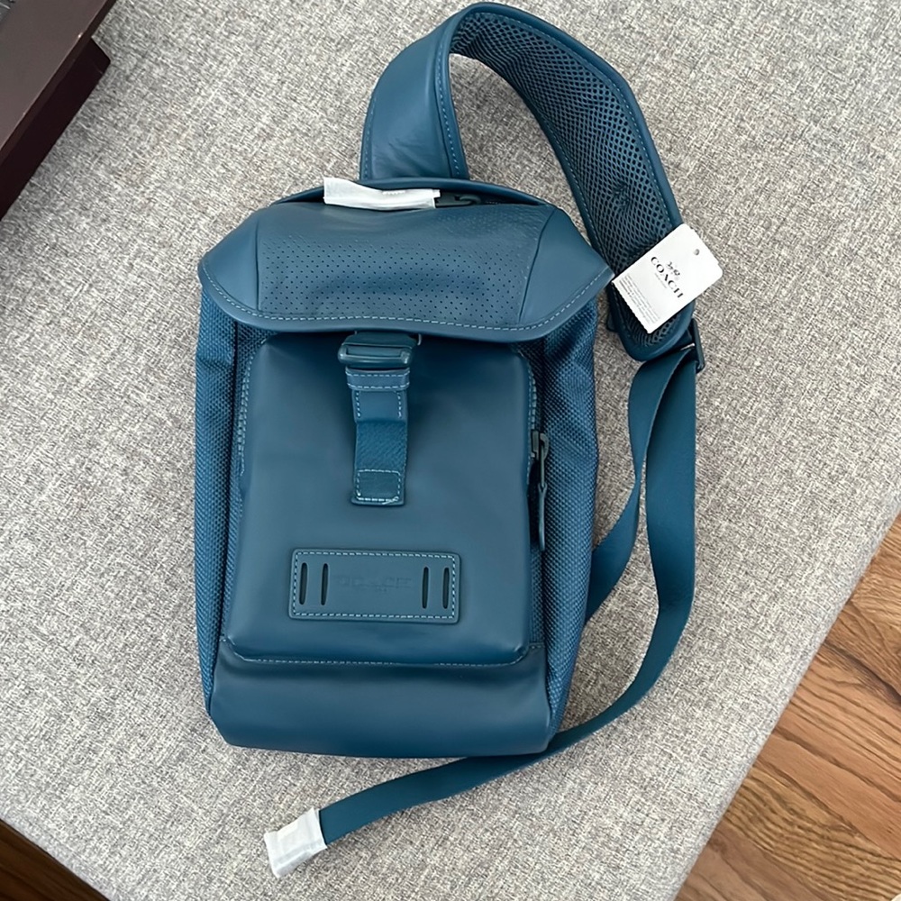 NWT Coach Ranger Reef Blue Leather Mini Crossbody Sling Pack Bag 1946